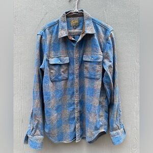 Lucky Brand Men’s Cotton Blue & Grey Classic Fit Flannel Shirt Size MD